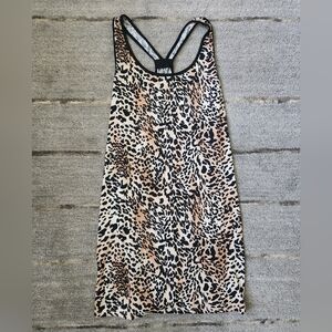 Gilligan & O'Malley Leopard Print Racerback Nightgown in Black and Tan